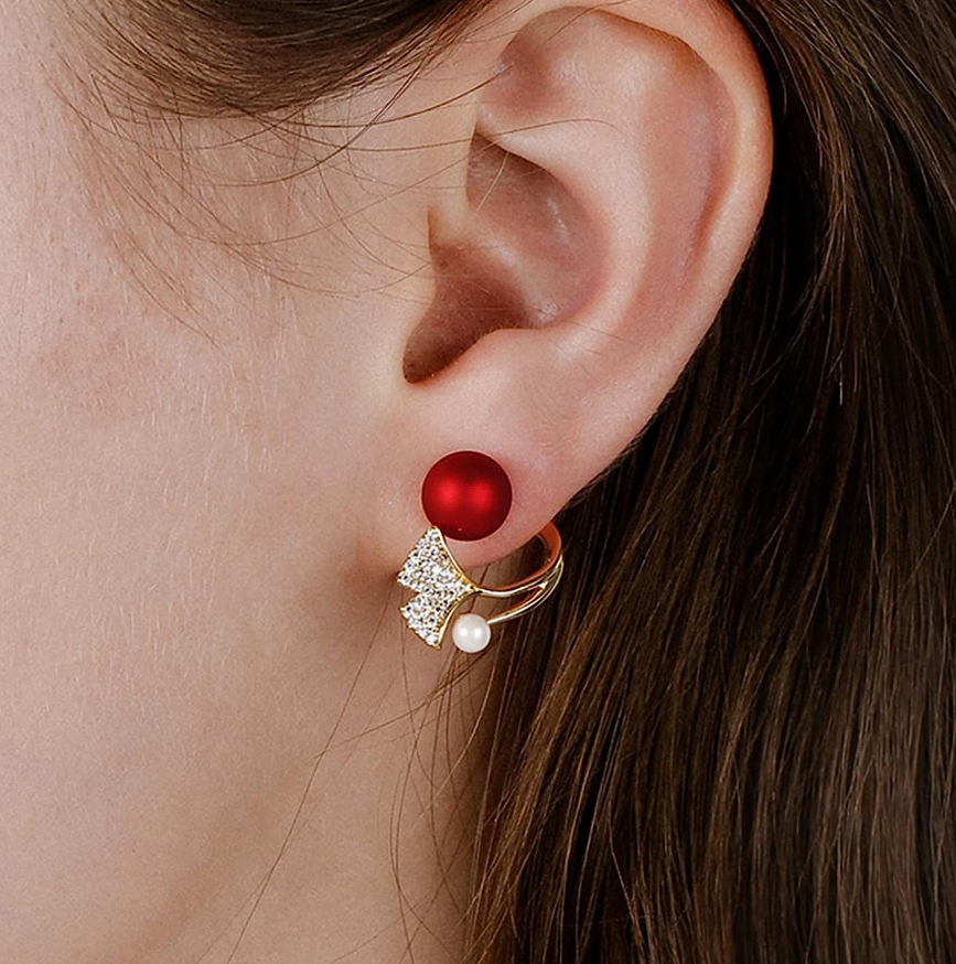 Leaf Pearl Stud Earring
