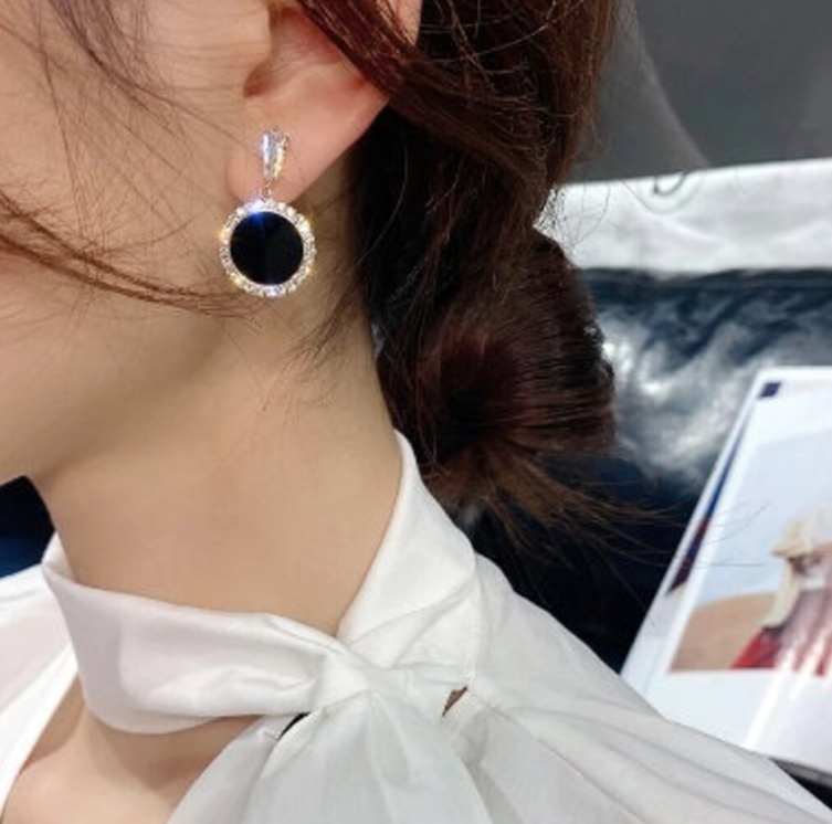 Round Drop Zircon Earring