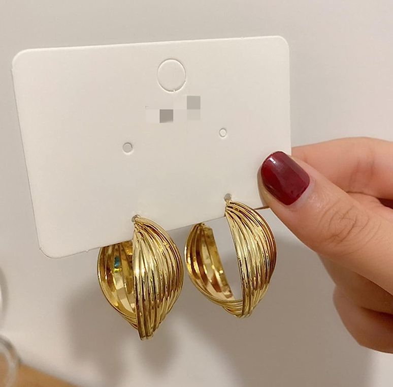 GOLD TWISTED HOOP KOREAN EARRINGS