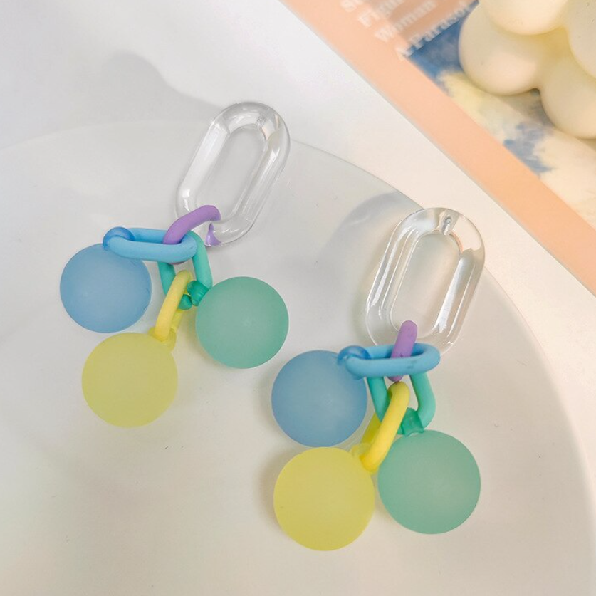Candy Color Acrylic Ball Drop Earring