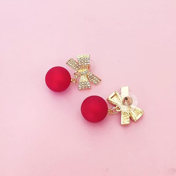 Bow Tie Pearl Drop Earring