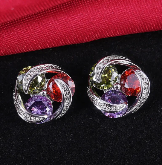 Small AD Stone Stud Earring