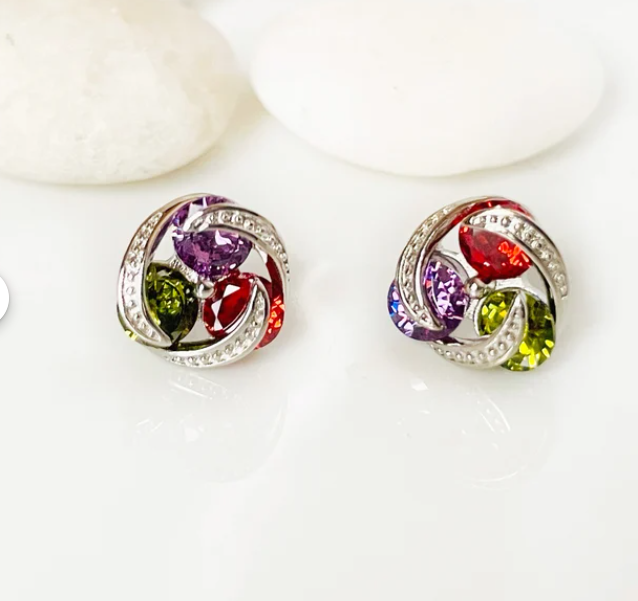 Small AD Stone Stud Earring