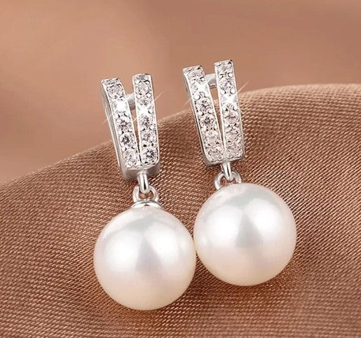 Zircon Small Pearl Drop Earring