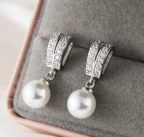 Zircon Small Pearl Drop Earring
