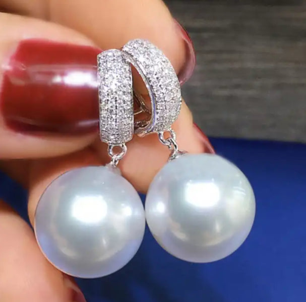 AD Stone Pearl Drop Earring