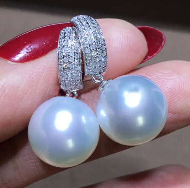 AD Stone Pearl Drop Earring