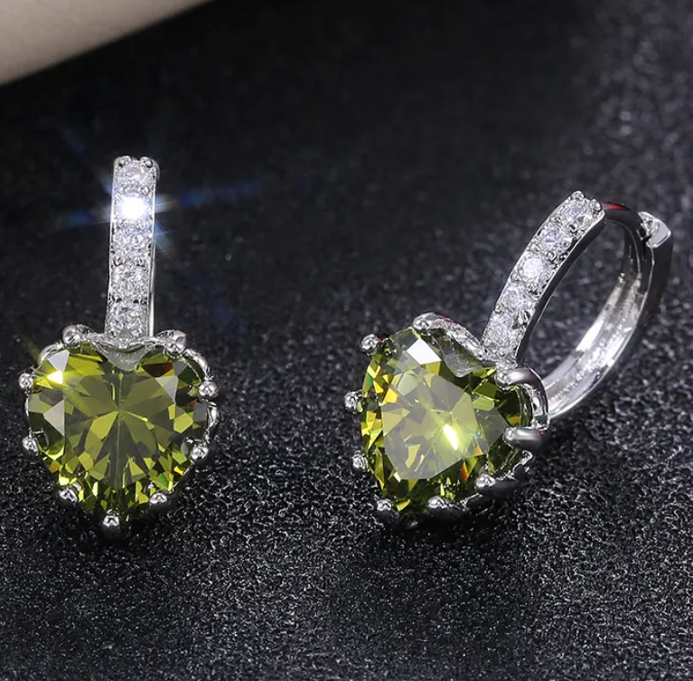 Small Heart Crystal Drop Earring