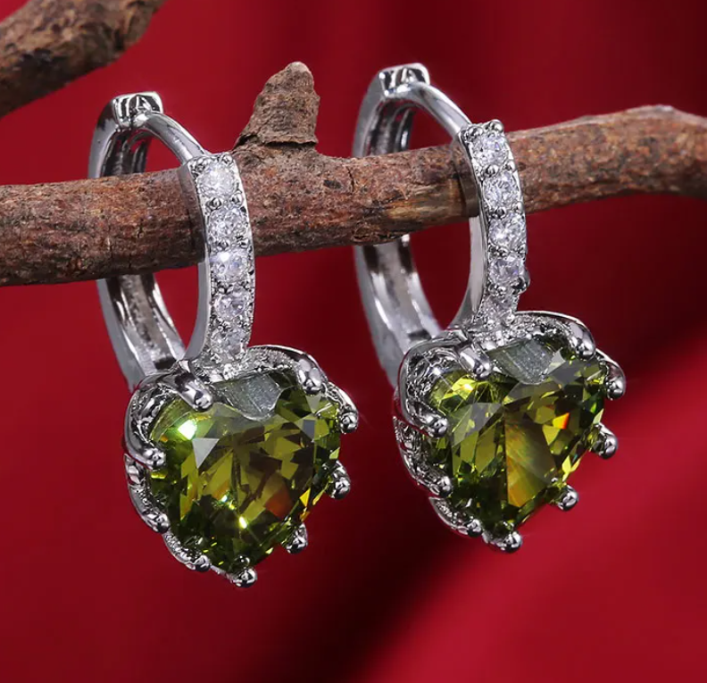 Small Heart Crystal Drop Earring