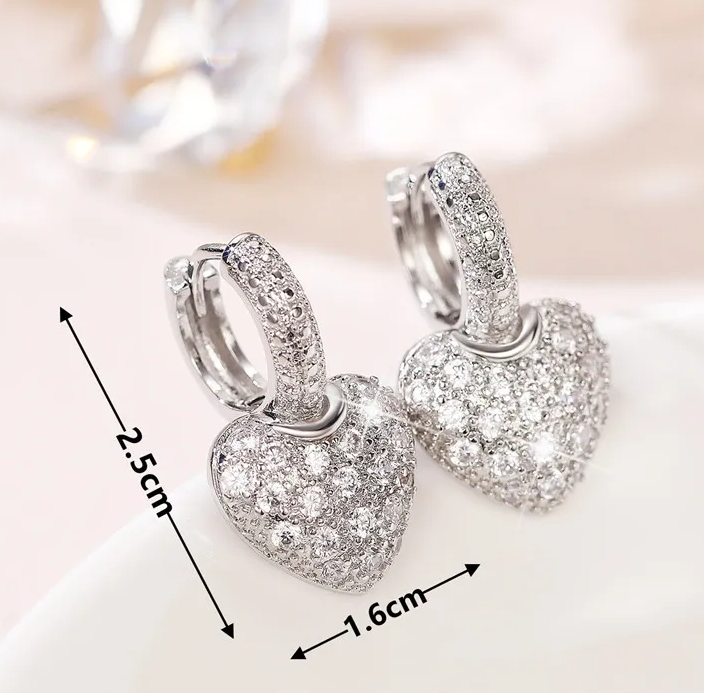 Small Heart Crystal Drop Earring