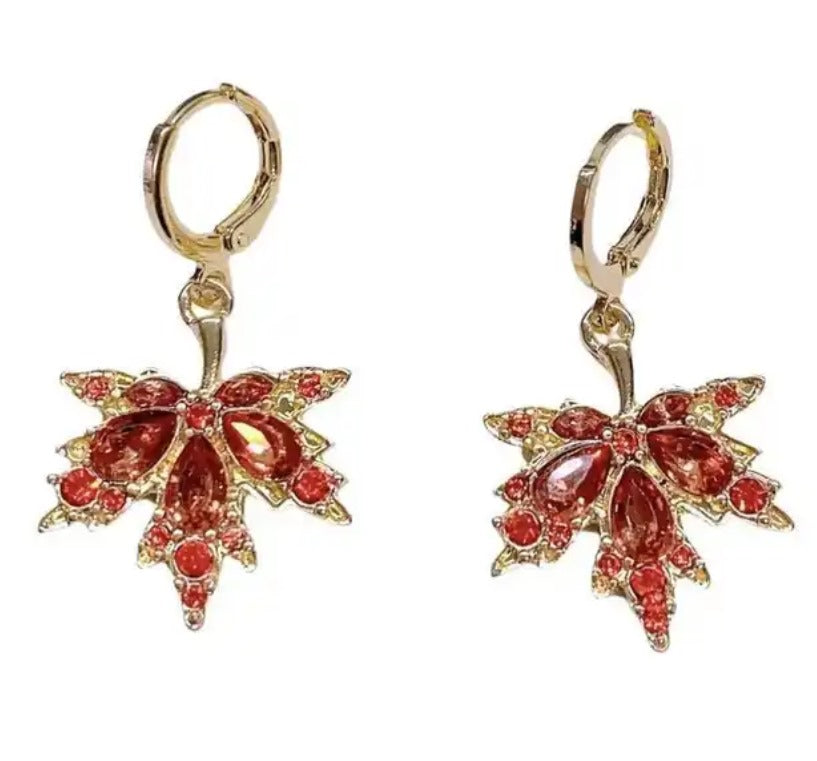 Small Hoop Huggie Leaf Earring