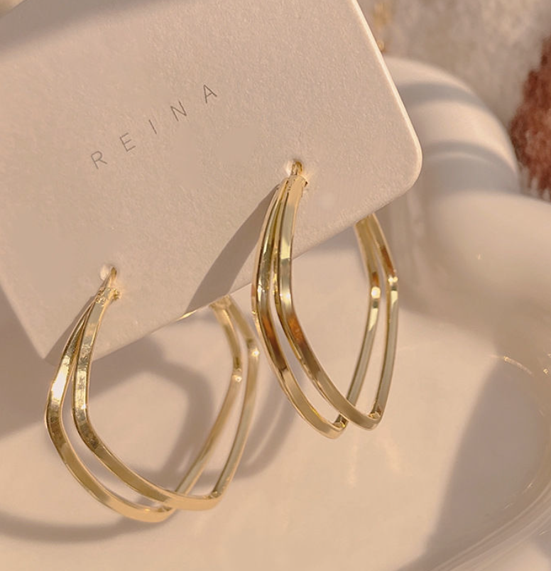 Geometric Double Hoop Earring