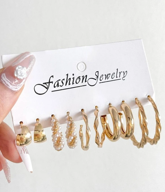 5 Pair Hoop Earring Combo Set