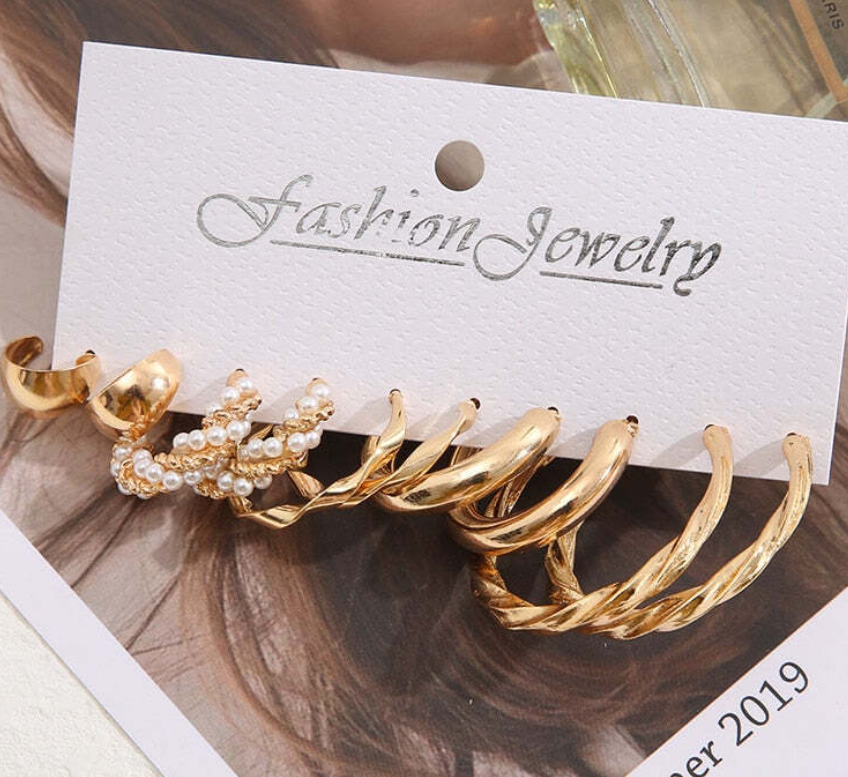 5 Pair Hoop Earring Combo Set