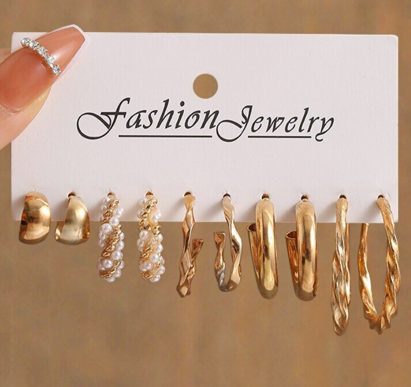 5 Pair Hoop Earring Combo Set