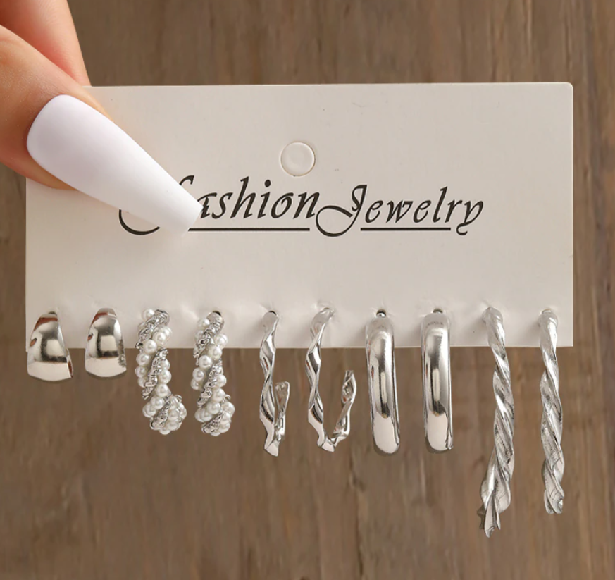 5 Pair Hoop Earring Combo Set