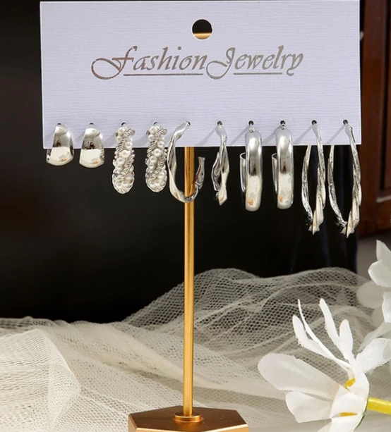 5 Pair Hoop Earring Combo Set