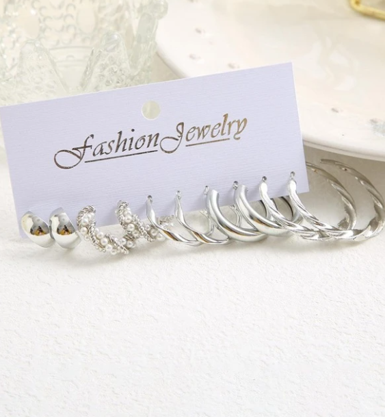 5 Pair Hoop Earring Combo Set