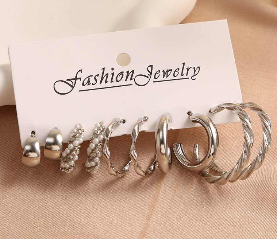 5 Pair Hoop Earring Combo Set