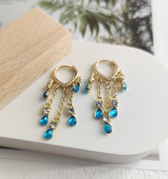 BLUE KOREAN HEART JHUMKI EARRINGS FOR WOMEN GIRLS