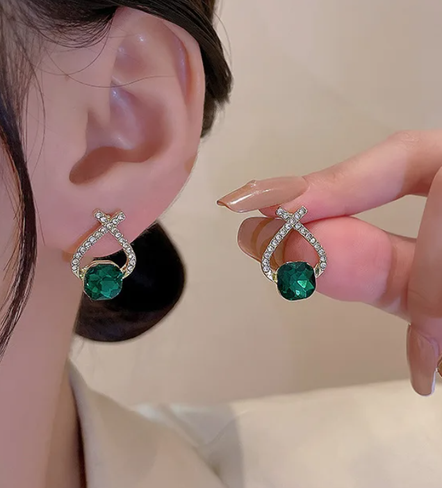 Cross Line Cubic Zircon stud Earring