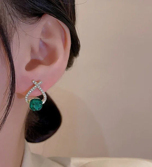 Cross Line Cubic Zircon stud Earring