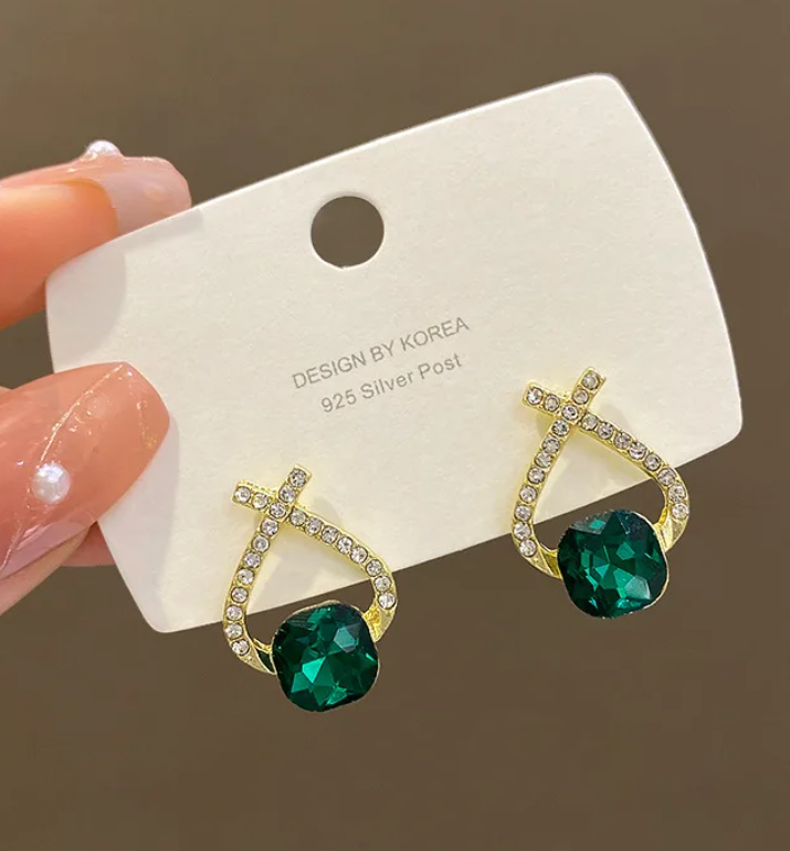 Cross Line Cubic Zircon stud Earring