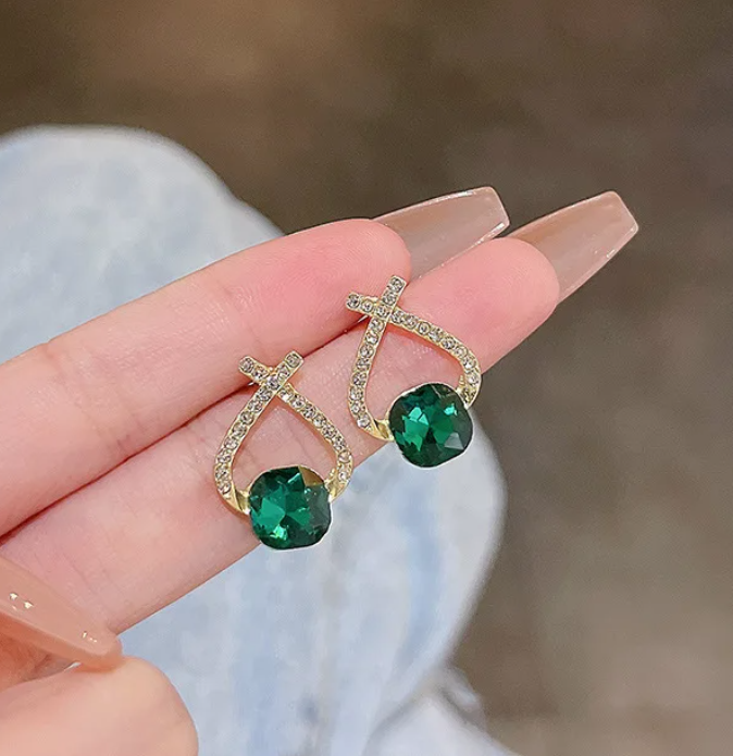 Cross Line Cubic Zircon stud Earring