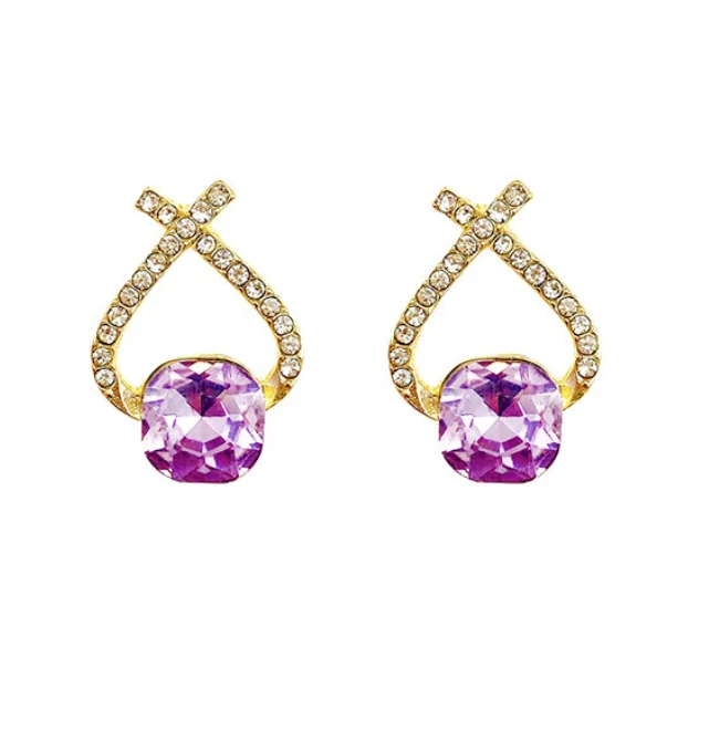 Cross Line Cubic Zircon stud Earring