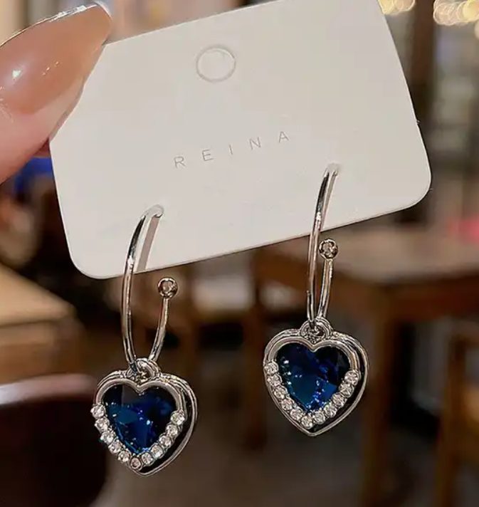 Heart Crystal Diamond Hoop Earring