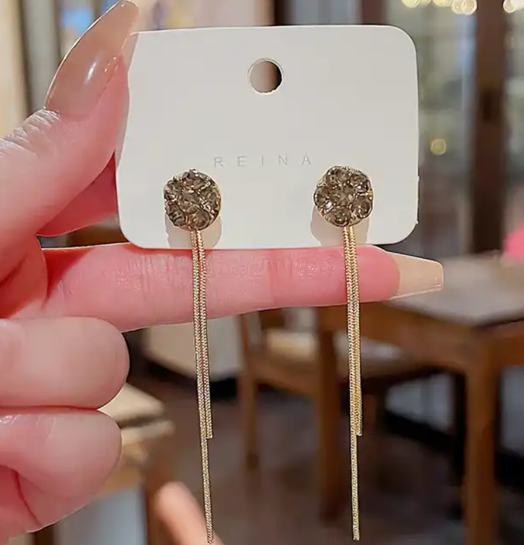 IMPORTED LONG BALL CHAIN KOREAN DROP EARRINGS FOR WOMEN GIRLS