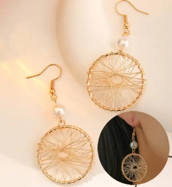 Dream Catcher Big Drop Pearl Earring