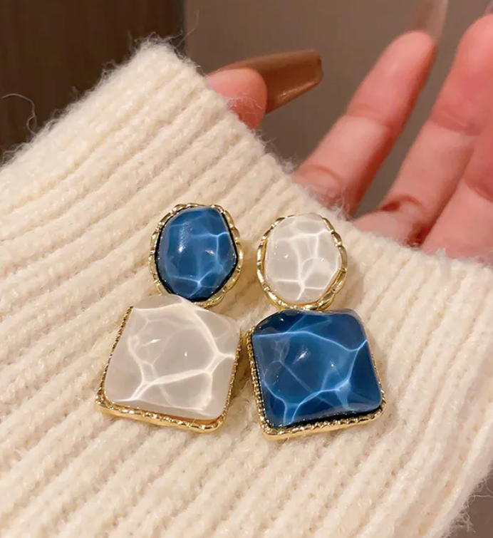 Asymmetric Geometric Drop Earring