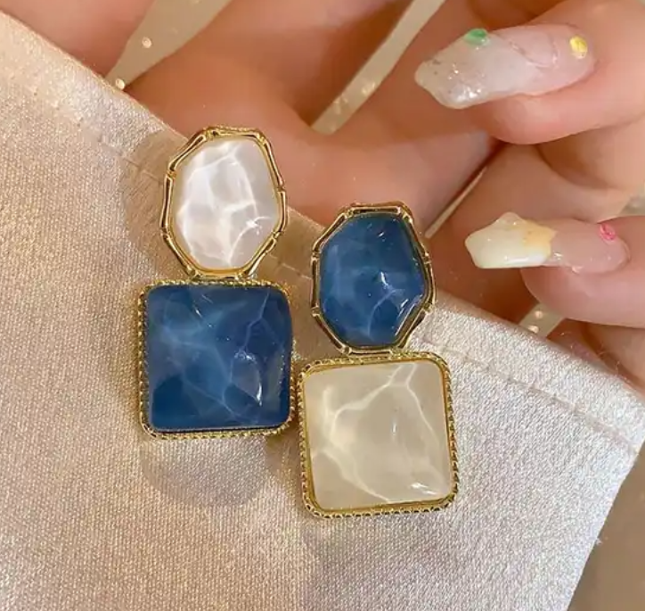 Asymmetric Geometric Drop Earring