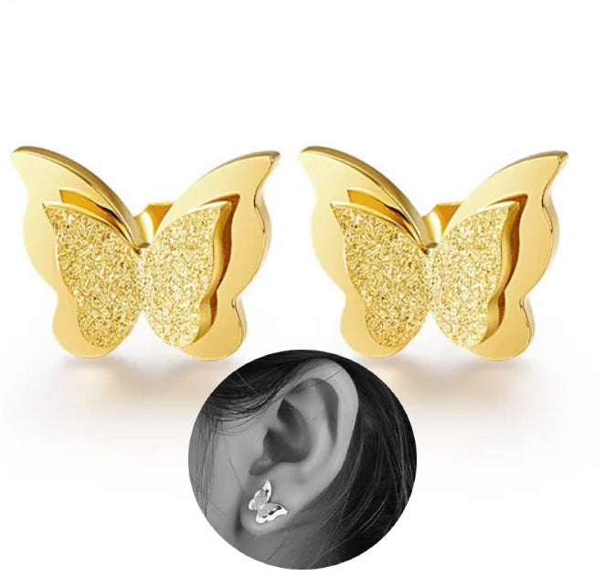 Butterfly Small Stud Gold Earrings