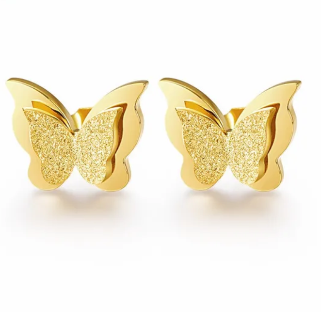 Butterfly Small Stud Gold Earrings