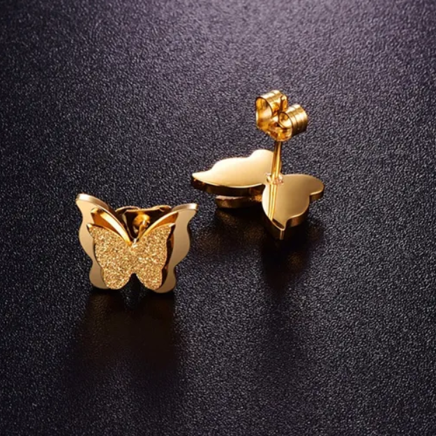 Butterfly Small Stud Gold Earrings