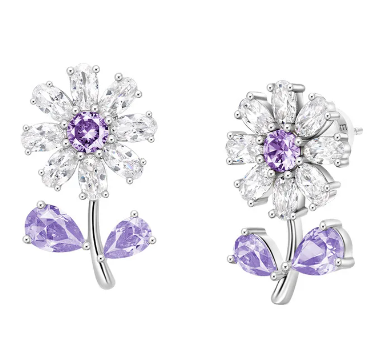 AD Stone Flower Stud Earring