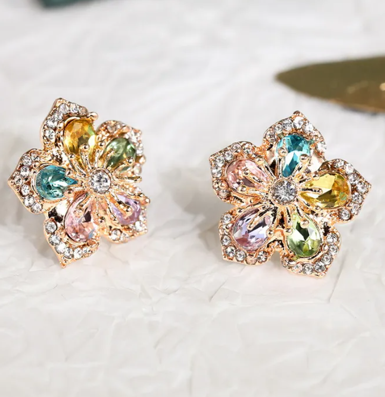 Flower Zircon Stud Earring