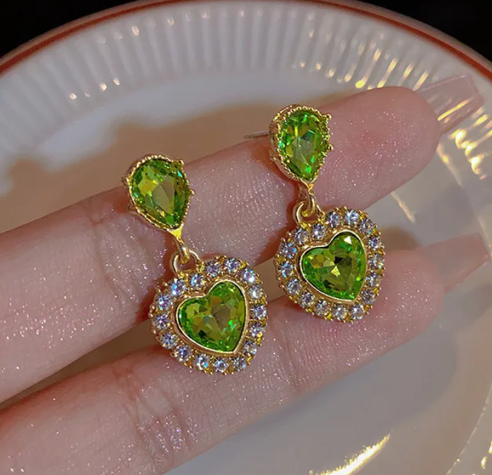 Heart Crystal Drop Earring
