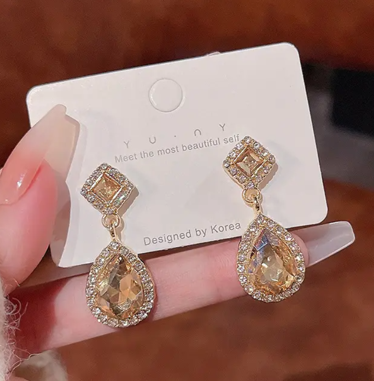 Crystal Diamond Stone Drop Earring