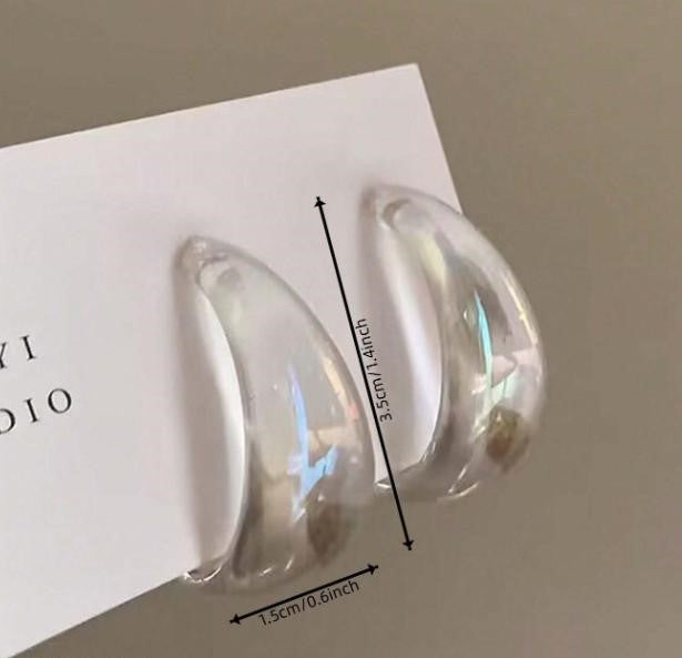 Clear Rainbow Hoop Earring