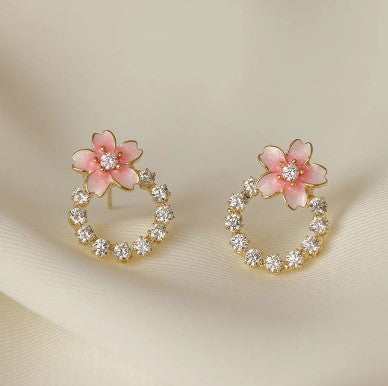 Flower Crystal Zirconia Drop Earring