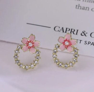 Flower Crystal Zirconia Drop Earring