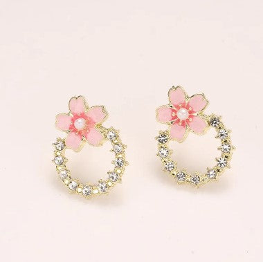 Flower Crystal Zirconia Drop Earring