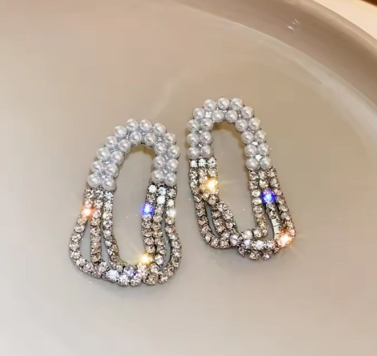 Pearl Zircon Drop Earring