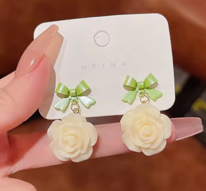 Bow Flower Drop Earring