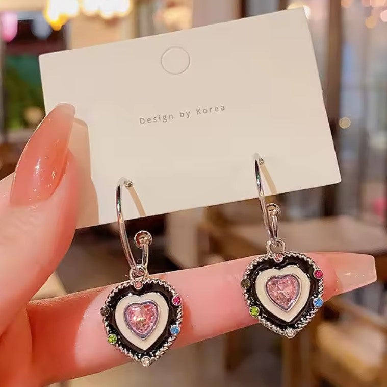 Heart Crystal Drop Earring
