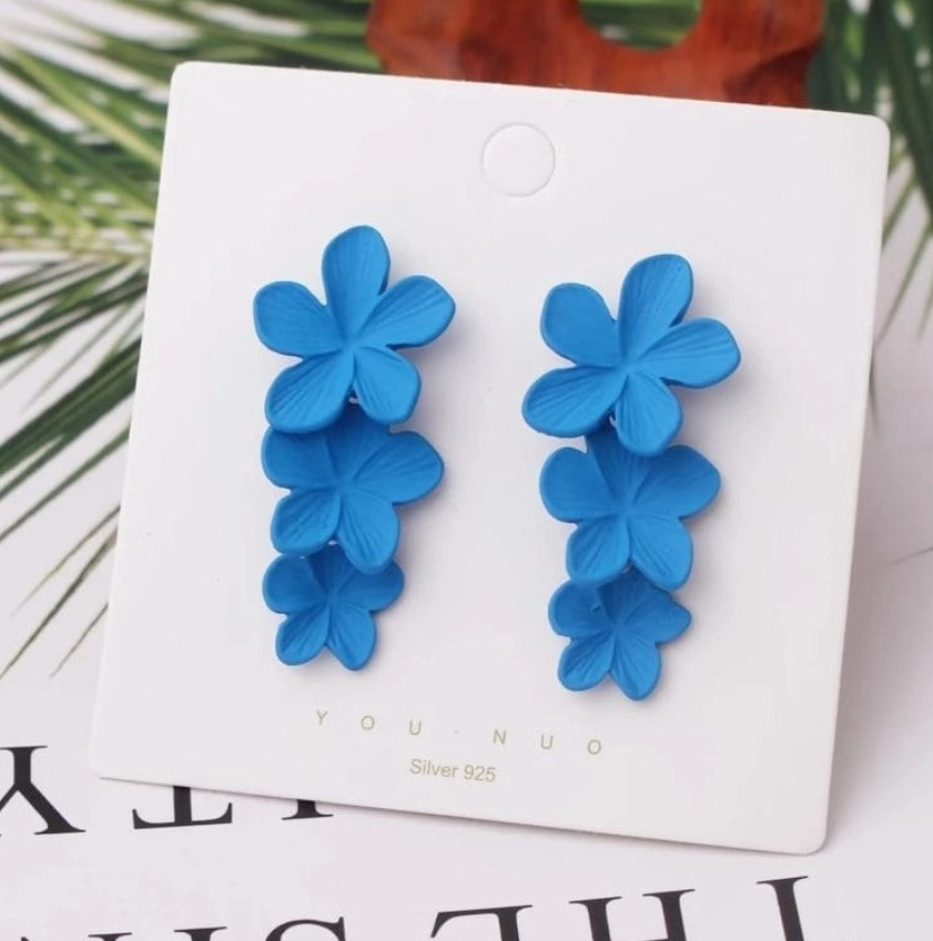 BLUE FLOWER DROP EARRINGS