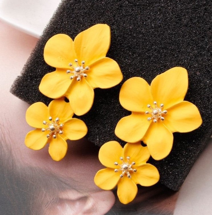 YELLOW FLOWER DROP EARRINGS
